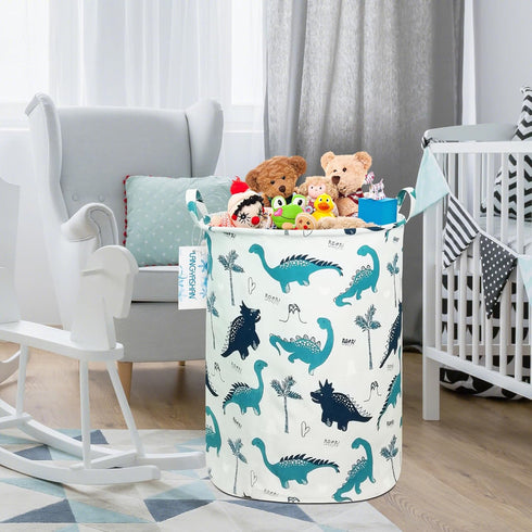 LANGYASHAN Laundry Basket Canvas Fabric Collapsible Organizer Basket for Storage Bin Toy Bins Gift Baskets Bedroom Clothes Children Nursery Hamper...