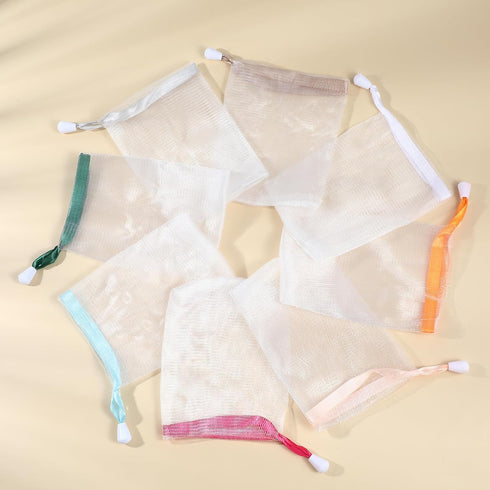 20PCs Mesh Soap Saver Pouch with Lanyard, Foaming Net Exfoliating Soap Bag, Bar Soap Facial Cleaner Pouch, Shower Body Scrubber Skin Smoother Supp...
