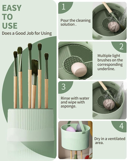 Makeup Brush Cleaner Bowl, 3 in 1 Silicone Makeup Brush Cleaning Bowl with Brush Drying Rack Makeup Brush Cleaning Tool Organizer for Makeup Brush...