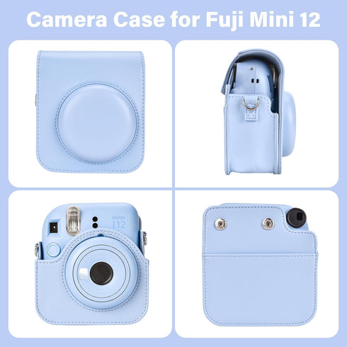 Camera Case and Album Compatible with Fujifilm Instax Mini 12 - Polaroid Instax 12 Mini Carry Bag with Strap and Photo Album - Pastel Blue...