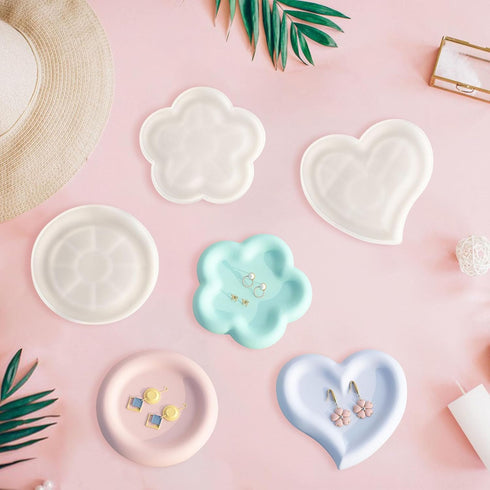 Tray Silicone Molds Large Resin Tray Molds Round Heart Flower Shape Plate Mold Irregular Organizer Casting Mold Epoxy Resin Moulds for Jewelry Sto...