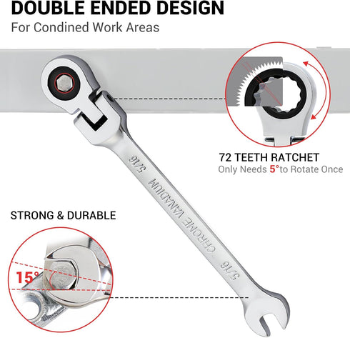 Pilida 5/16 Inch Ratcheting Combination Wrench SAE Flex Head Ratch Wrench with 12 -Point Design,72 -Teeth Spanner Ratchet,CR-V Steel...
