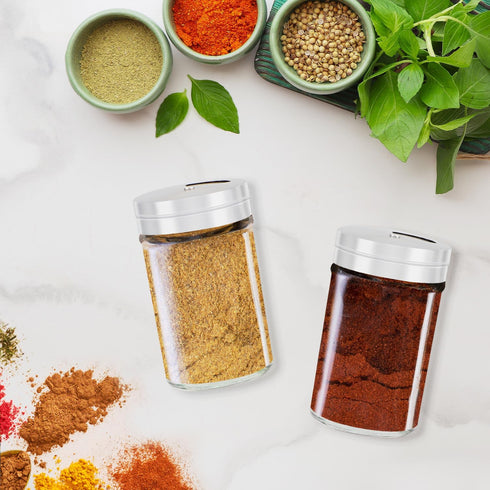 Segarty Spice Jars, 3 Pack 3 oz Spice Bottles with Shaker Lids, Glass Empty Seasoning Containers with Adjustable Pour Holes for Kitchen Spice Stor...