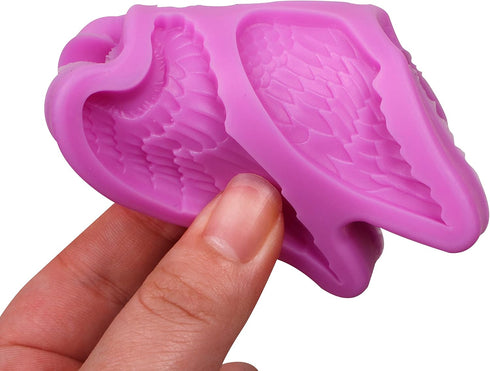Baby Shower Cake Decor Chocolate Silicone Molds, Angel Wings Fondant Mold for Baking Cupckae Toppers, Baby Birthday Candy Resin Set of 4...