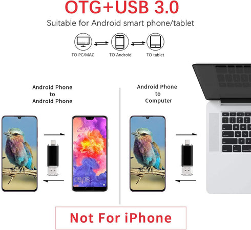 Vansuny 128GB USB C Flash Drive 2 in 1 OTG USB 3.0 + Type C Memory Stick with Keychain Dual Type C Thumb Drive Photo Stick Jump Drive for Android ...