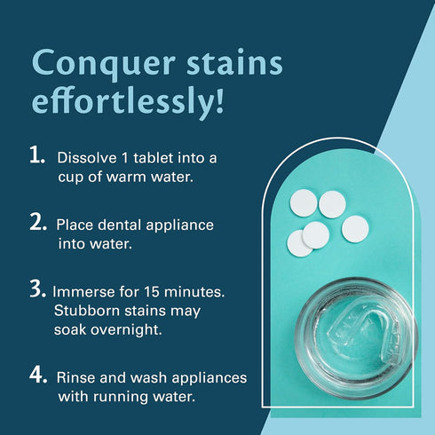 Overnight + Whitening Retainer Cleaner | FSA HSA Approved | Remove Stains, Discoloration, and Plaque | 4 Month Supply | Denture Cleanser with Whit...