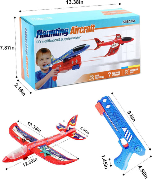 1 Pack Airplane Launcher Toys LED Foam Glider Flight Plane Toy 1 Launcher for 5 6 7 8 Year Old Boy Girls Birthday Gift(1+1,49ft Range)...