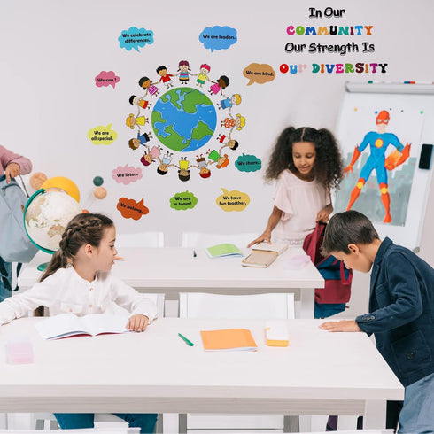 31 Pcs Bulletin Board Decoration Set Classroom Decorations Diverse Children Borders Cutouts for Party School Student Teacher (Our Strength is Our ...