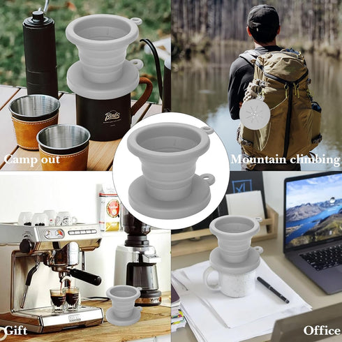Food-Grade Silicone Travel Coffee Maker, Collapsible Portable Coffee Filter Cup, Suitable for Mountain Climbing, Office, Camping and Other Scenes ...