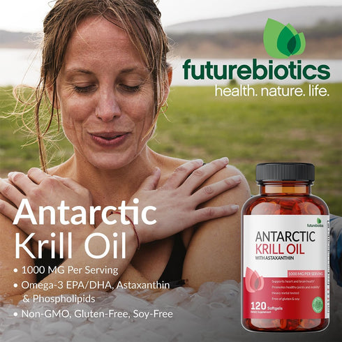 Futurebiotics Antarctic Krill Oil 1000mg with Omega-3s EPA, DHA, Astaxanthin and Phospholipids - Premium Krill Oil Heavy Metal Tested, Non GMO – 9...
