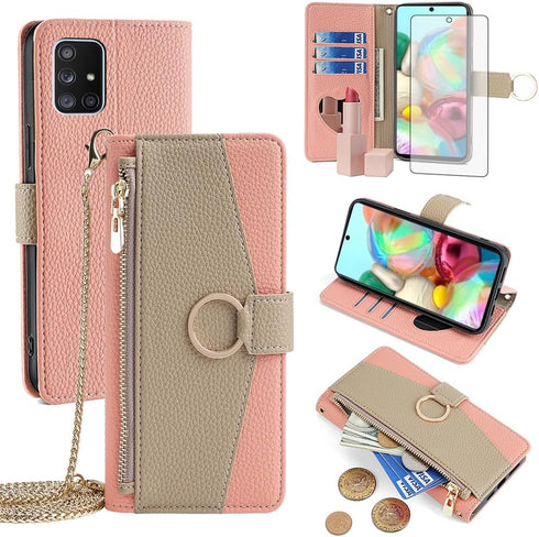 Asuwish Phone Case for Samsung Galaxy A71 5G Wallet Cover with Screen Protector and Mirror PU Leather Flip Cover Ring Credit Card Holder Crossbody...
