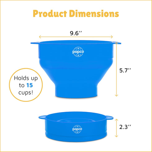 Popco Silicone Popcorn Maker - Microwave Popcorn Popper with Handles - Collapsible Bowl, Heat-Resistant, Easy to Clean, Ideal for Family Movie Nig...