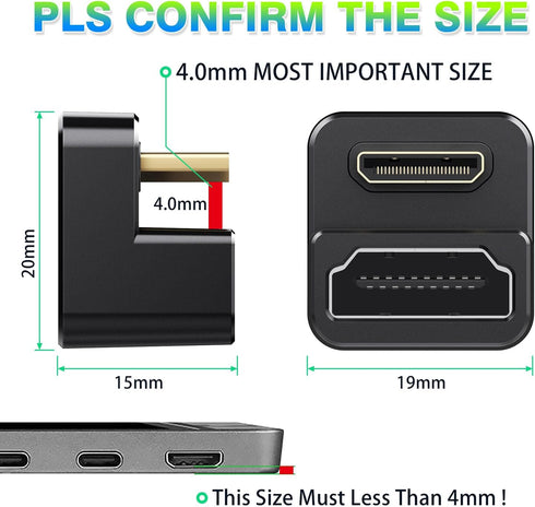 AGVEE 2 Pack (Short Side Inward) 180 Degree Angled Mini HDMI Male to HDMI Female Adapter, U-Shaped 4K@60HZ Converter Coupler Connector Extender fo...