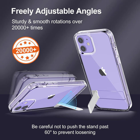 JETech Case for iPhone 12 Mini 5.4-Inch with Stand, Support Wireless Charging, Slim Shockproof Bumper Phone Cover, 3-Way Metal Kickstand (Clear)...