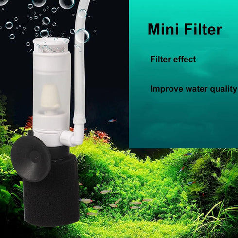 Ultra Quiet Mini Sponge Fish Filter 3-in-1 Biochemical Sponge Water Cleaner Air Pump Filter for Small Aquarium Fish Tank...