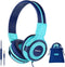 SIMOLIO Foldable Headphones for Kids with Mic, 75dB-85dB-94dB Kid Headphone with Share Port, Stereo Wired Headphones Hearing Protection for Youth ...