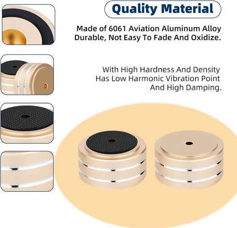 Monosaudio 4Pcs Audio Isolation Feet Turntable Feet 40x20mm Turntable Isolation Pad Replacement with Non-Slip Rubber Ring/3M Adhesives/M4 Screw fo...
