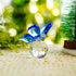 H&D Crystal Flying Butterfly with Crystal Ball Base Figurine Collection Cut Glass Ornament Statue Animal Collectible (Blue)...