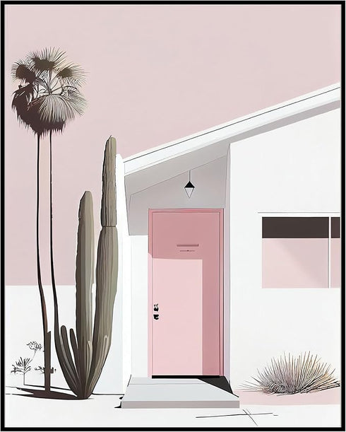 Posterizer 1 pcs-palm springs pink door-pastel decor-Miscellaneous-Photography Art-Gift for Men Women Entrepreneur Teens-Decor for Home & Office- ...