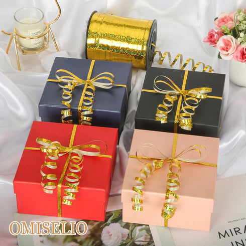 Gold Ribbon, 500 Yard Shiny Metallic Gold Curling Ribbon, Curling Ribbon for Gift Wrapping, Balloon Ribbon, Balloon String, Curly Ribbon, Thin Rib...