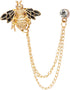 Lapel Pin for Men Bee with Hanging Chain Brooch Suit Stud, Shirt Studs Men's Accessories (Gold)...