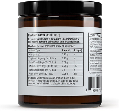 Bark & Whiskers Female Glandular Support, 4 Oz. (113 g), 75 Scoops, Supports Healthy Hormone and Organ Function, Veterinarian Formulated, Non-GMO,...