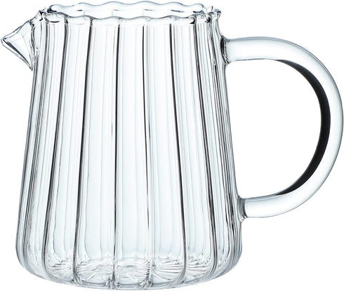 CHOOLD Elegant Wave Shaped Crystal Glass Creamer Coffee Pitcher/Serving Jug for Kitchen - Milk and Sauce - 8.5 oz...