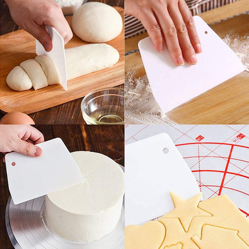 Anvin Cake Scraper Smoother Cake Icing Tool Set, Plastic Scraper Cake Frosting Scraper Smoother Combo for Buttercream Edge Decorating Cake Smoothe...