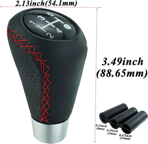 Abfer Shifter Knobs 5 Speed Manual Stick Shifting Handle Leather Gear Shift Knob for Car Motor Vehicles, Black...