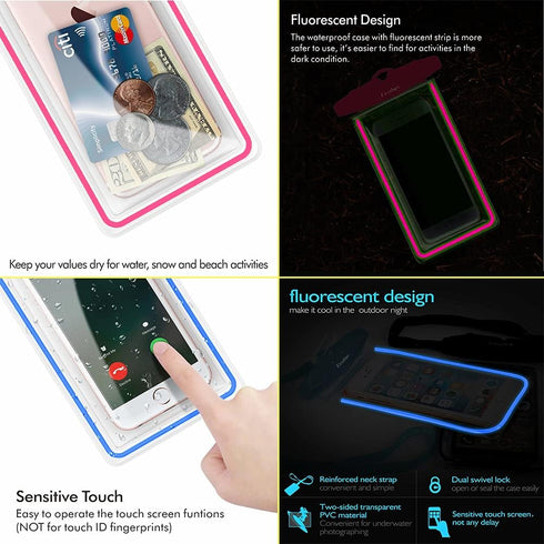 Universal Waterproof Phone Pouch, 4-Pack IPX8 Waterproof Phone Lanyard Case Compatible with iPhone 15 14 13 12 11 Pro Max Pro Plus, Galaxy S23 S22...