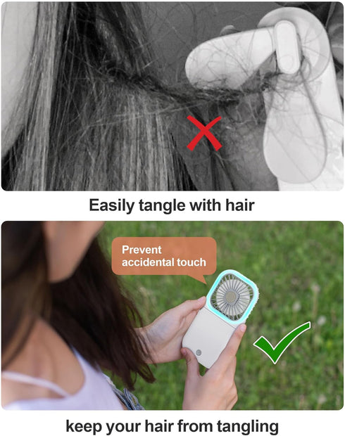 F-color Mini Handheld Fan Portable Personal Fan Rechargeable Fan Small Pocket Fan Cooling Fan Folding Power Bank Neck Travel Beach Summer Office O...