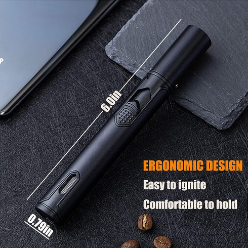Anrapley Lighter, 6.0in Long Butane Torch Lighter with Fuel Level Window, Windproof Pen Lighter Adjustable Jet Flame for Candle Fireplace Grill Ki...