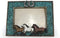 Comfy Hour Western Retro Collection Resin Art 6"x5" Photograph Running Horses Horseshoes Photo Frame Blue...