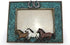 Comfy Hour Western Retro Collection Resin Art 6"x5" Photograph Running Horses Horseshoes Photo Frame Blue...