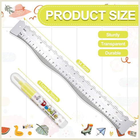 Henoyso 7 Pcs Metal Paper Tearing Ruler Deckle Edge Ruler Craft Ruler Stainless Steel Paper Cut Tool 12 Inch Irregular Edges Ruler Measurements To...