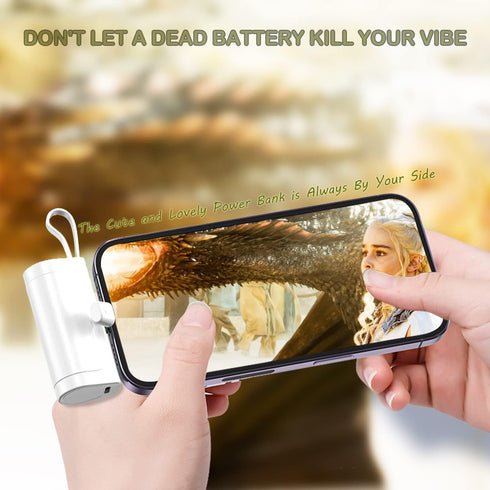 Portable Mini Power Bank Charger for USB C Android Device (Direct Plugin) and for iPhone Apple (Wired), 4800mAh Cute Fast Charge Small Battery Pow...