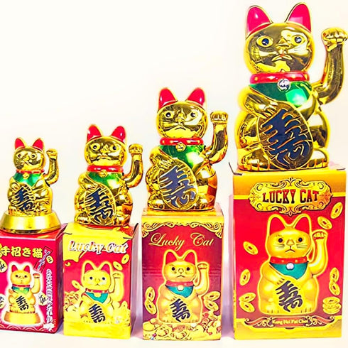Lucky Cat Fortunes - Gold Waving Feng Shui Cat for Store Decoration...