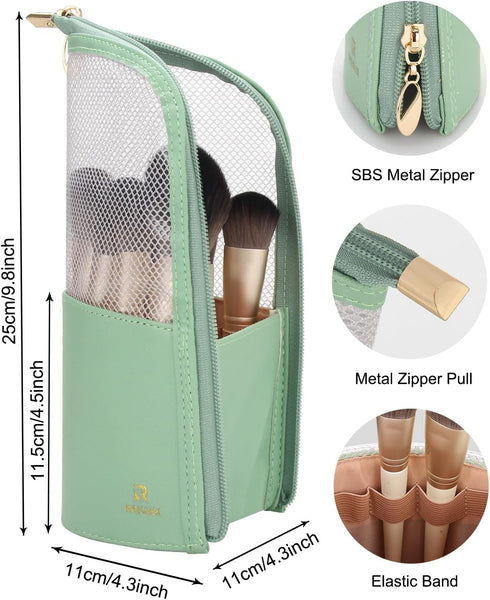 MONSTINA Makeup Brush Organzier Bag,High Capacity Portable Stand-Up Makeup Brush Holder,Professional Artist Makeup Brush Sets Case Waterproof Dust...