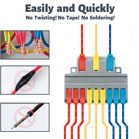 Robust Lever Wire Kit: Quick Connect Electrical Splicing, Compact Conductor 28-12 AWG for Reliable Inline Circuits (LT-639, 10)...