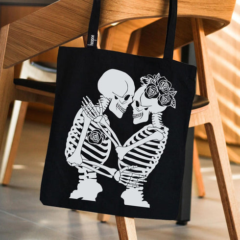 OLYCRAFT 2Pcs 8.6x11 Inch Skeleton Couple Self-Adhesive Silk Screen Printing Stencil Skull Lover Silk Screen Stencil Skull Rose Reusable Mesh Sten...