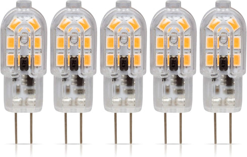 Simba Lighting LED G4 Bulb (5 Pack) 1.5W T3 20W Halogen Replacement 12V AC/DC JC Bi-Pin Base for Accent Lights, Under Cabinet Puck Light, Chandeli...