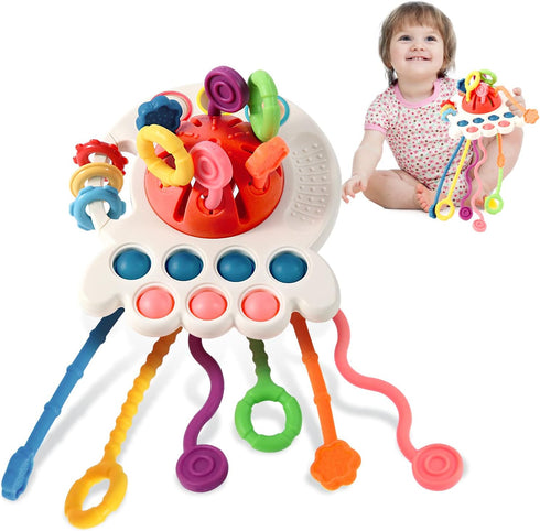 Montessori Toys for 1 Year Old, Sensory Toys for Babies, Food Grade Silicone Pull String Activity Toy, Fine Motor Toys, Baby Travel Toys, Toddler ...