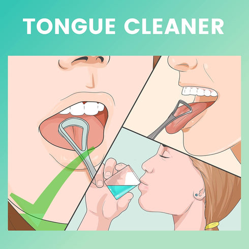 Tongue Scraper for Adults Plastic Tongue Cleaner 2 Size in 1 - Tongue Scraper for Kids - Tongue Scraper Breathrx plastic, Bad Breath Treatment for...