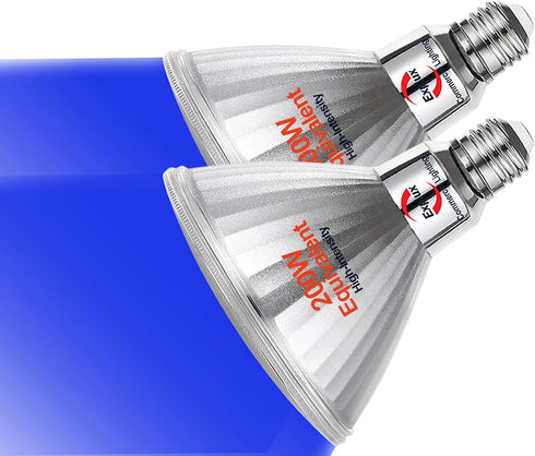 Explux High-Intensity 200W Equivalent LED PAR38 Flood Blue Light Bulbs, Full Glass Weatherproof & Anti-Ageing, Dimmable, Blue Color Spotlight, 2-P...