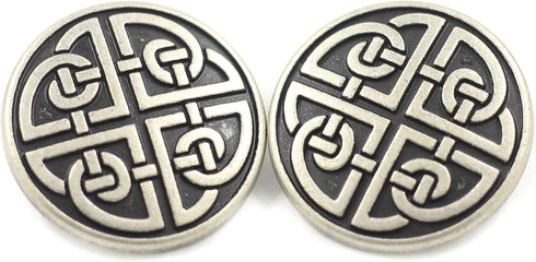 Bezelry 10 Pieces Celtic Shield Knot Metal Shank Buttons. 25mm (1 inch) (Antique Silver)...