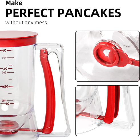 Batter separator Cupcakes Pancakes Cookie Cake Waffles Batter Dispenser cookie separator batter Cream Speratator Cup Measuring Baking Tools (red)...
