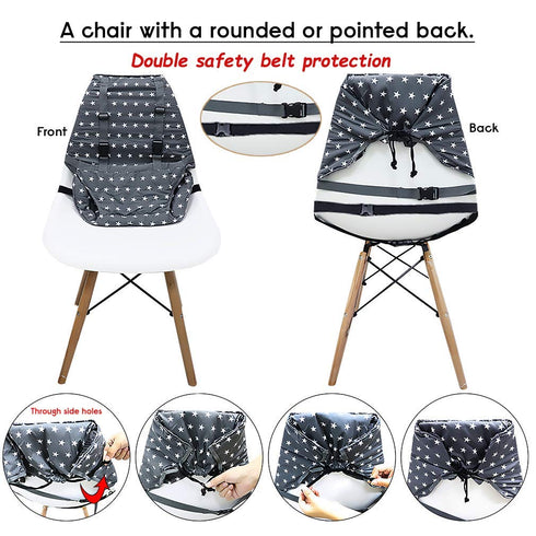 Portable Baby High Chair Safety Seat Harness for Toddler, Baby Travel Essential Easy High Booster Seat Cover for Infant Eating Feeding Camping wit...