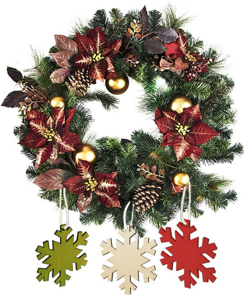 40 Pieces Wooden Snowflake Cutouts Christmas Wood Snowflake Decorations with 40 Pieces Twine Ropes for Kids Crafts Christmas Ornaments (Wooden)...