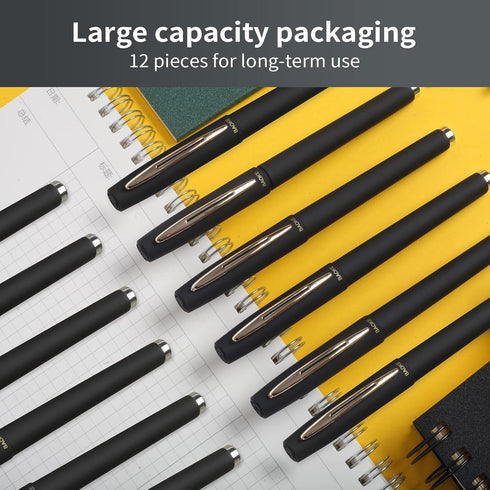Comfortable Non-Slip Grip Gel Pens, 0.7mm, 12-Pack - Moisture-Resistant, Smooth Ink, Ideal for Stationery, Note-Taking, Journaling - Stylish Fount...
