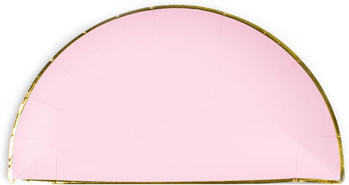Sugar & Cloth 9 Inch Semi Circle Paper Plate, Pink with Gold Edge, 16 Count...